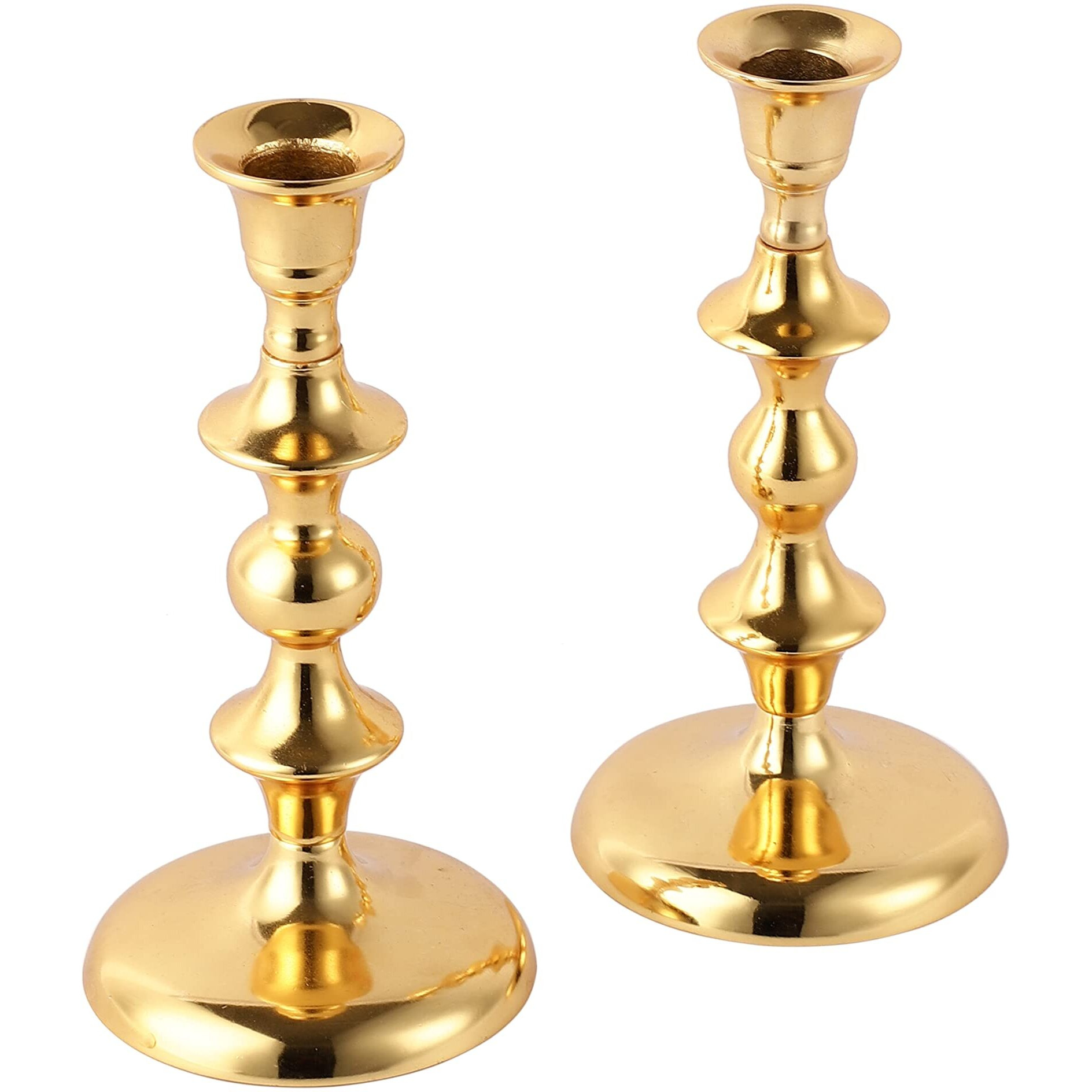 Voidrop Pillar Candle Holder,Taper Candle Holder for Retro Candleholder, Formal Events, Wedding, Church, Holiday Dcor, Dinning Table Centerpiece Candles -Set of 2 (Gold)