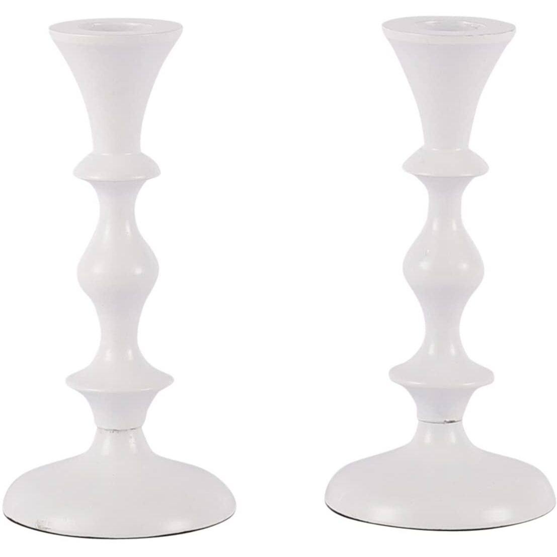 Voidrop Pillar Candle Holder,Taper Candle Holder for Retro Candleholder, Formal Events, Wedding, Church, Holiday Dcor, Dinning Table Centerpiece Candles -Set of 2 (White)