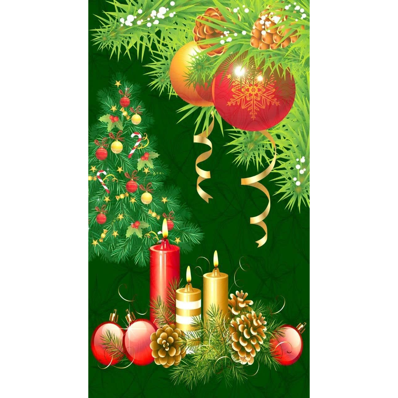 MIGEN Polyester Decorated Christmas Print || 1 Piece Curtain|| (Beautiful Christmas Ballon Candle Print, 5 Feet Window Curtain)