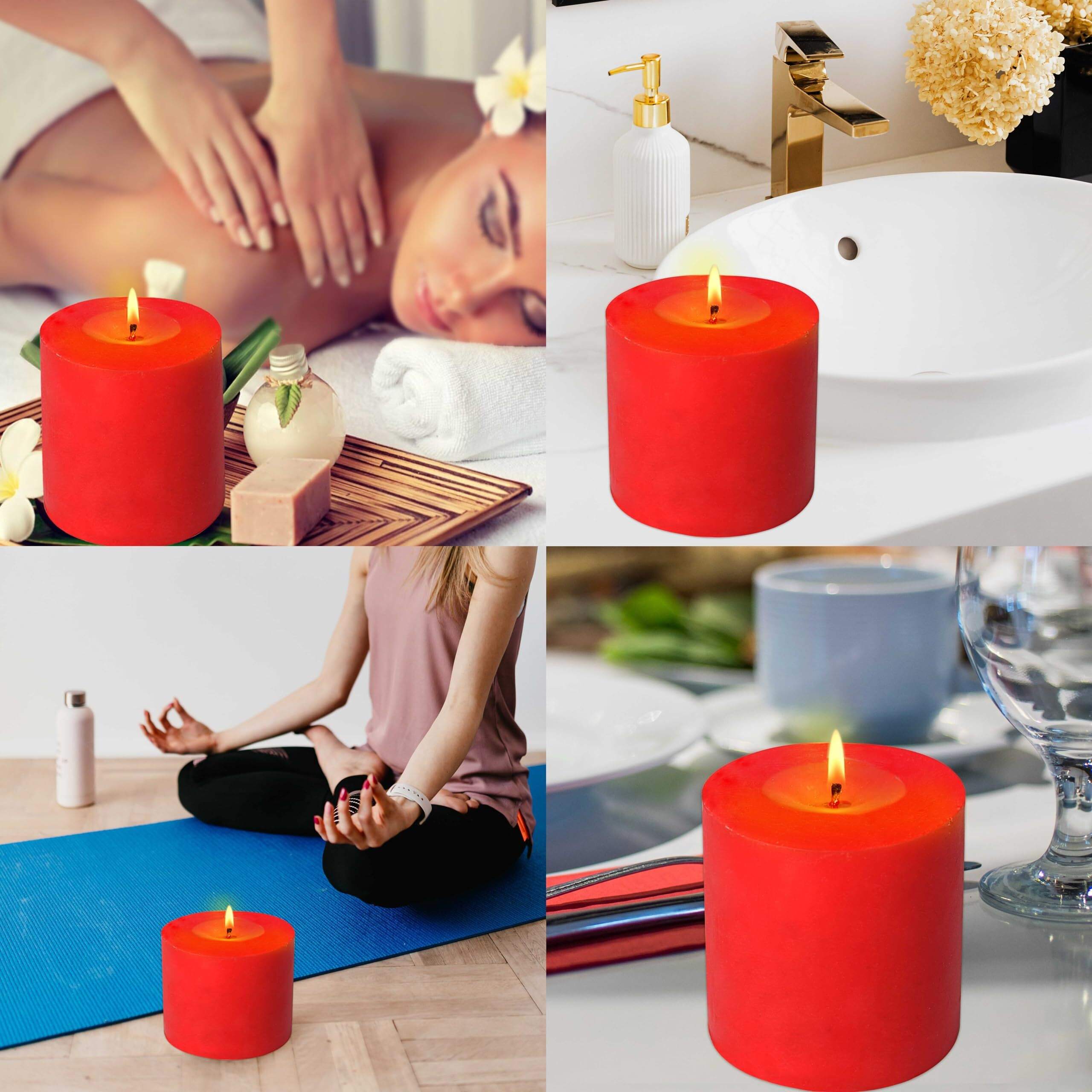 Pure Source India Scented Pillar Candle, Hand Crafted (Rose Red)