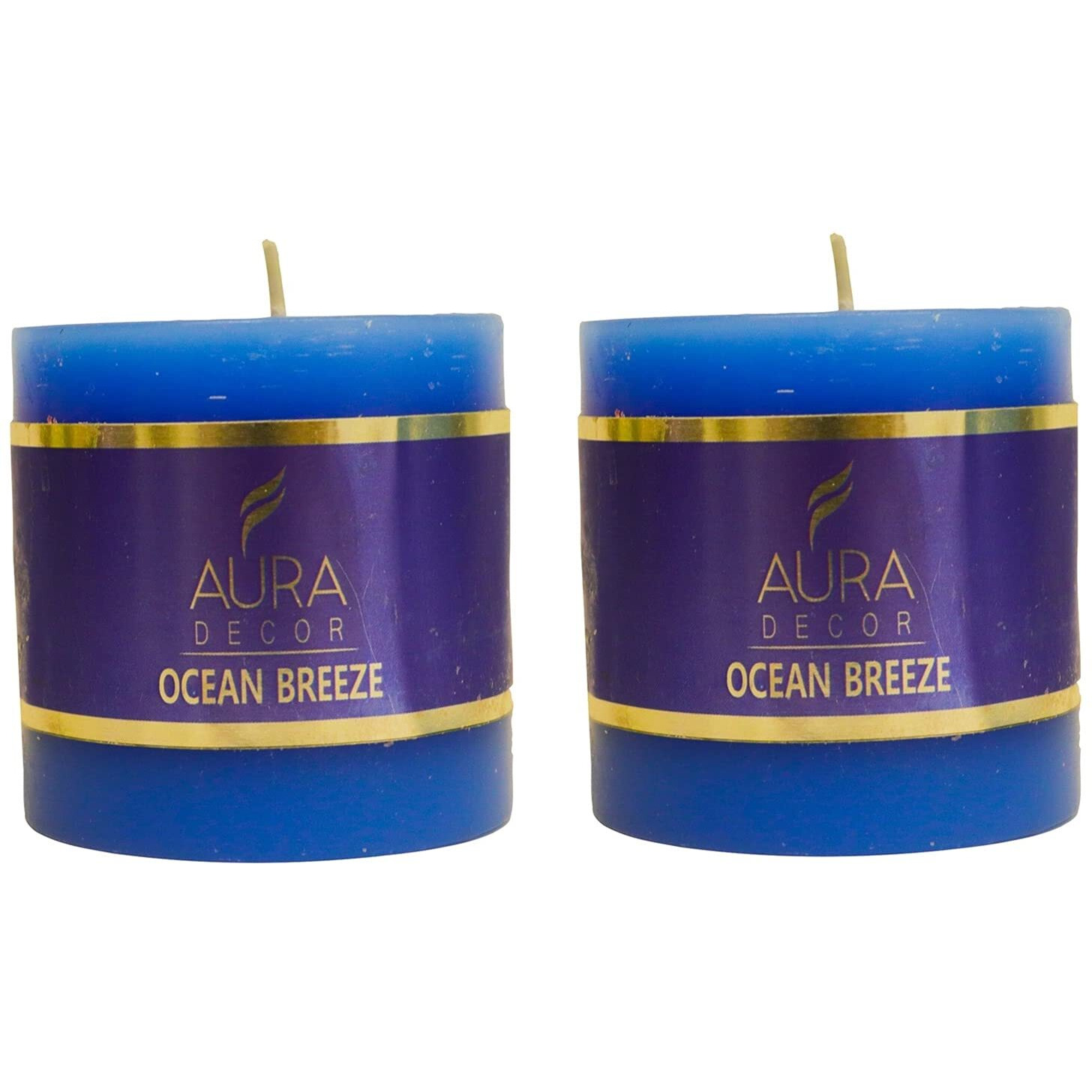 AuraDecor 2.5inch * 2.5 inch Fragrance Pillar Candle (Pack of 2) || Spa Candle || Home Dcor Candle || Romantic Candle || Candles for Aromatherapy || Burning Time 30 Hours (Ocean Breeze)