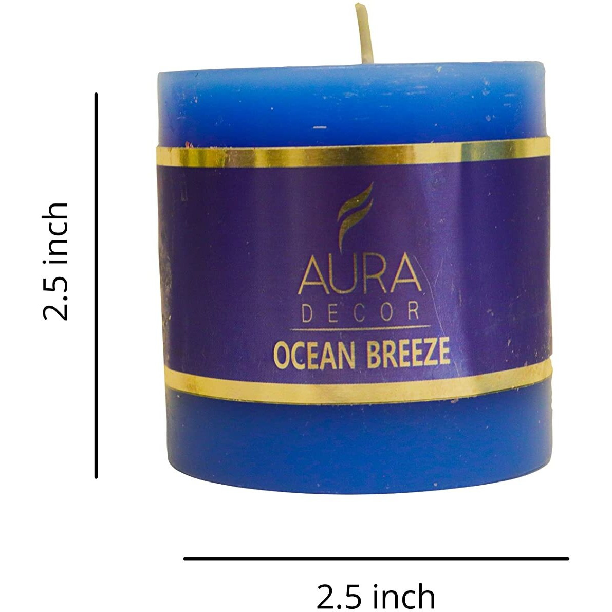 AuraDecor 2.5inch * 2.5 inch Fragrance Pillar Candle (Pack of 2) || Spa Candle || Home Dcor Candle || Romantic Candle || Candles for Aromatherapy || Burning Time 30 Hours (Ocean Breeze)