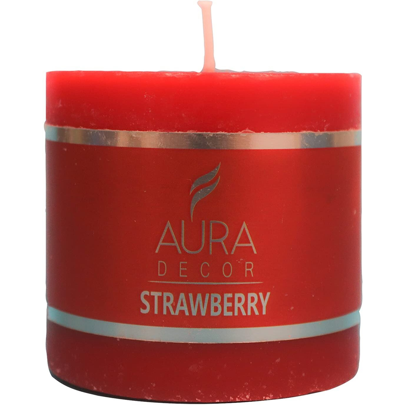 AuraDecor 2.5inch * 2.5 inch Fragrance Pillar Candle (Pack of 2) || Spa Candle || Home Dcor Candle || Romantic Candle || Candles for Aromatherapy || Burning Time 30 Hours (Strawberry)