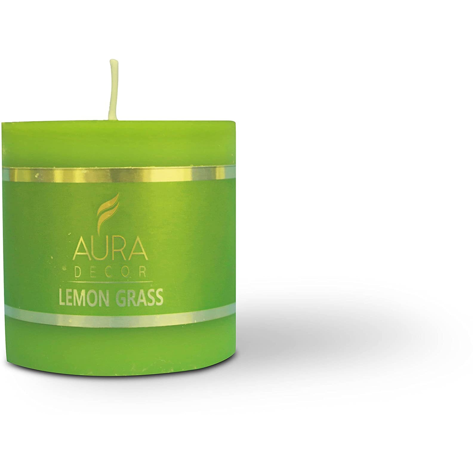 AuraDecor 2.5inch * 2.5 inch Fragrance Pillar Candle (Pack of 2) || Spa Candle || Home Dcor Candle || Romantic Candle || Candles for Aromatherapy || Burning Time 30 Hours (Lemon Grass)
