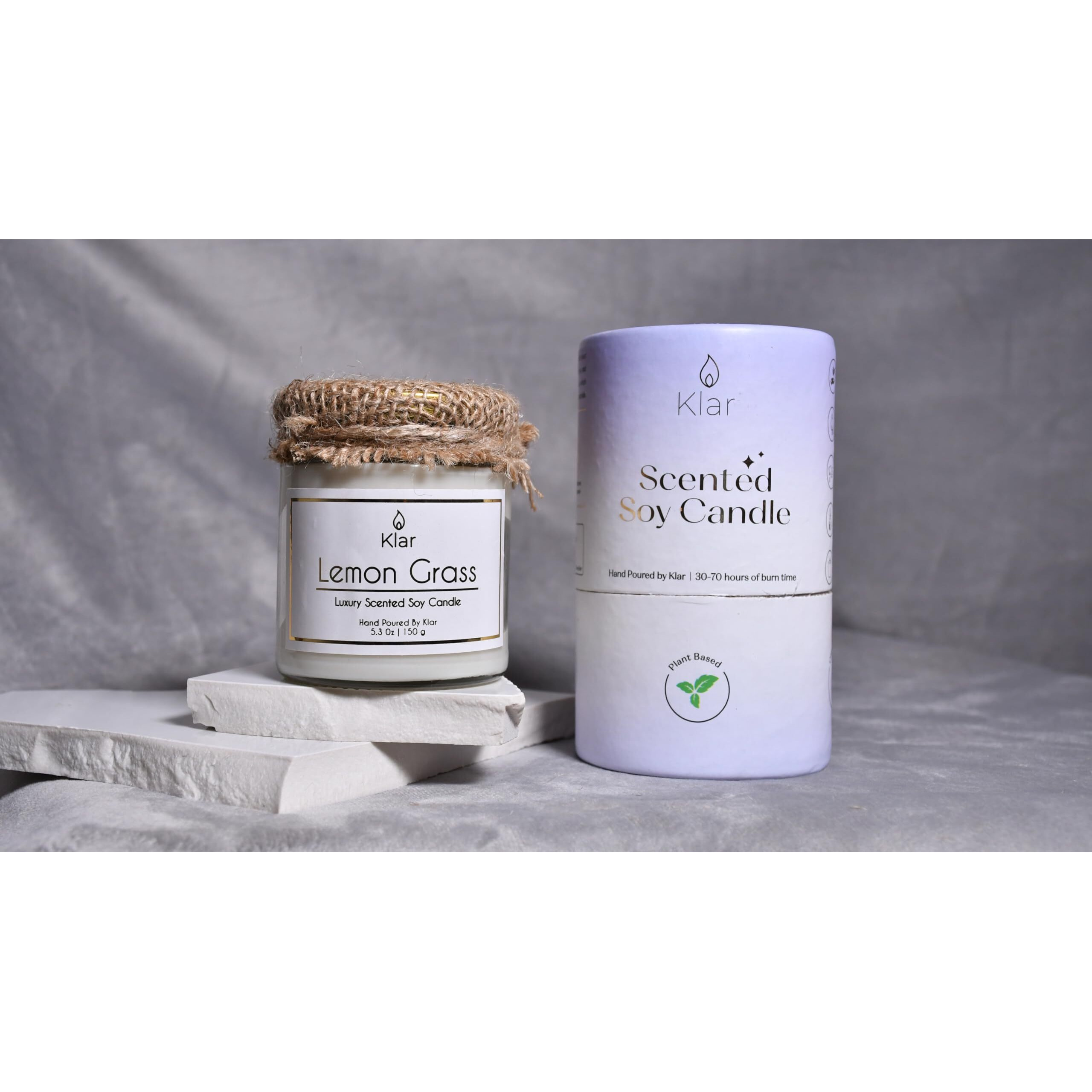 Klar Scented Soy Wax Candle Luxury Aroma Therapy Votive Jar | | Long Lasting Aroma, Gift Set | 2 Wick Premium Candle | Aroma Candles| Sandalwood Fragrance | 150gm Wax Weight |30+ Hours Burn Time |