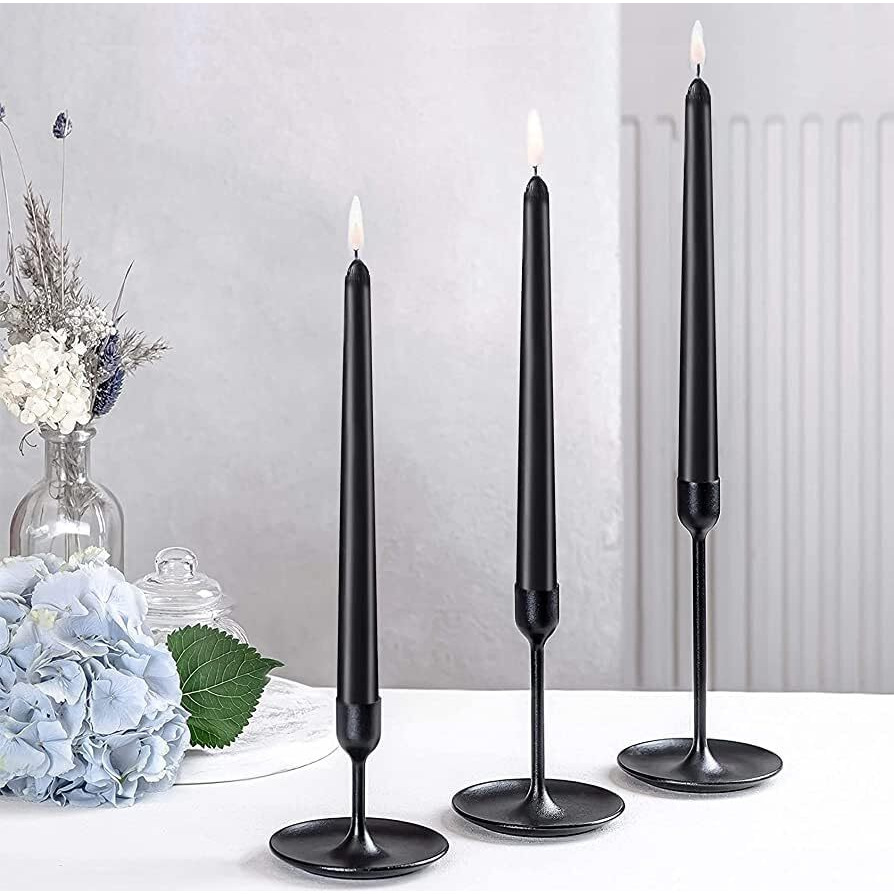 atorakushon Set of 8 Scented Taper Candles Tall Thicker Candle Long Burning time Dripless Candle Sticks for Home Dcor Wedding Parties (Black)