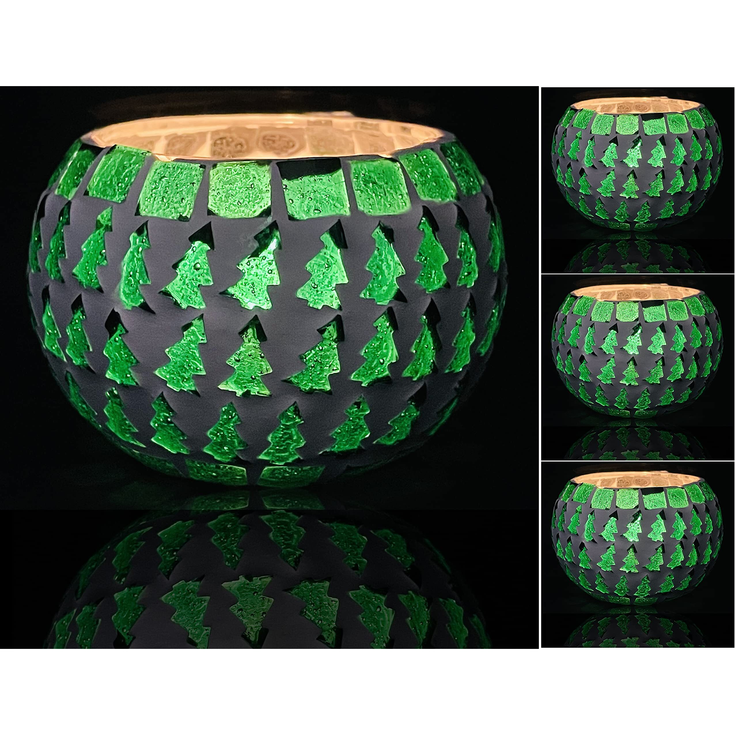 bianco T-Light Mosaic Candle Holder for Home Decoration Mosaic Glass, for Bedroom, Office, Living Room, Dining Table, Festive Lights Decoration (Pack of 4)