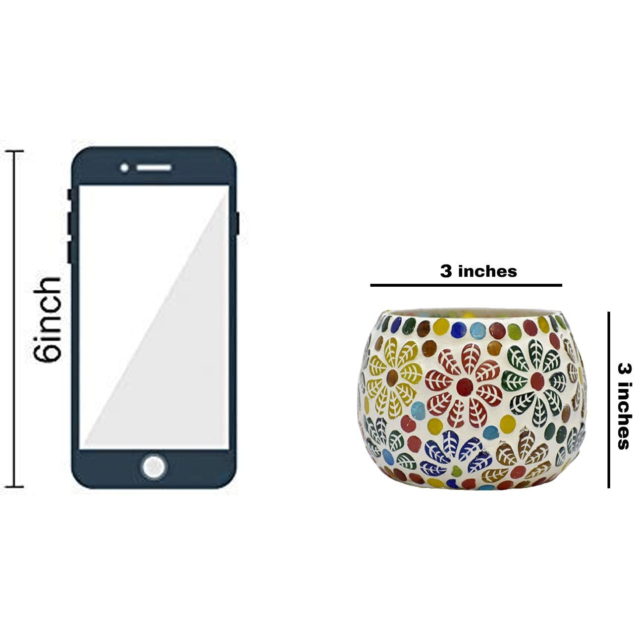 bianco T-Light Mosaic Candle Holder for Home Decoration Mosaic Glass, for Bedroom, Office, Living Room, Dining Table, Festive Lights Decoration (Pack of 4)