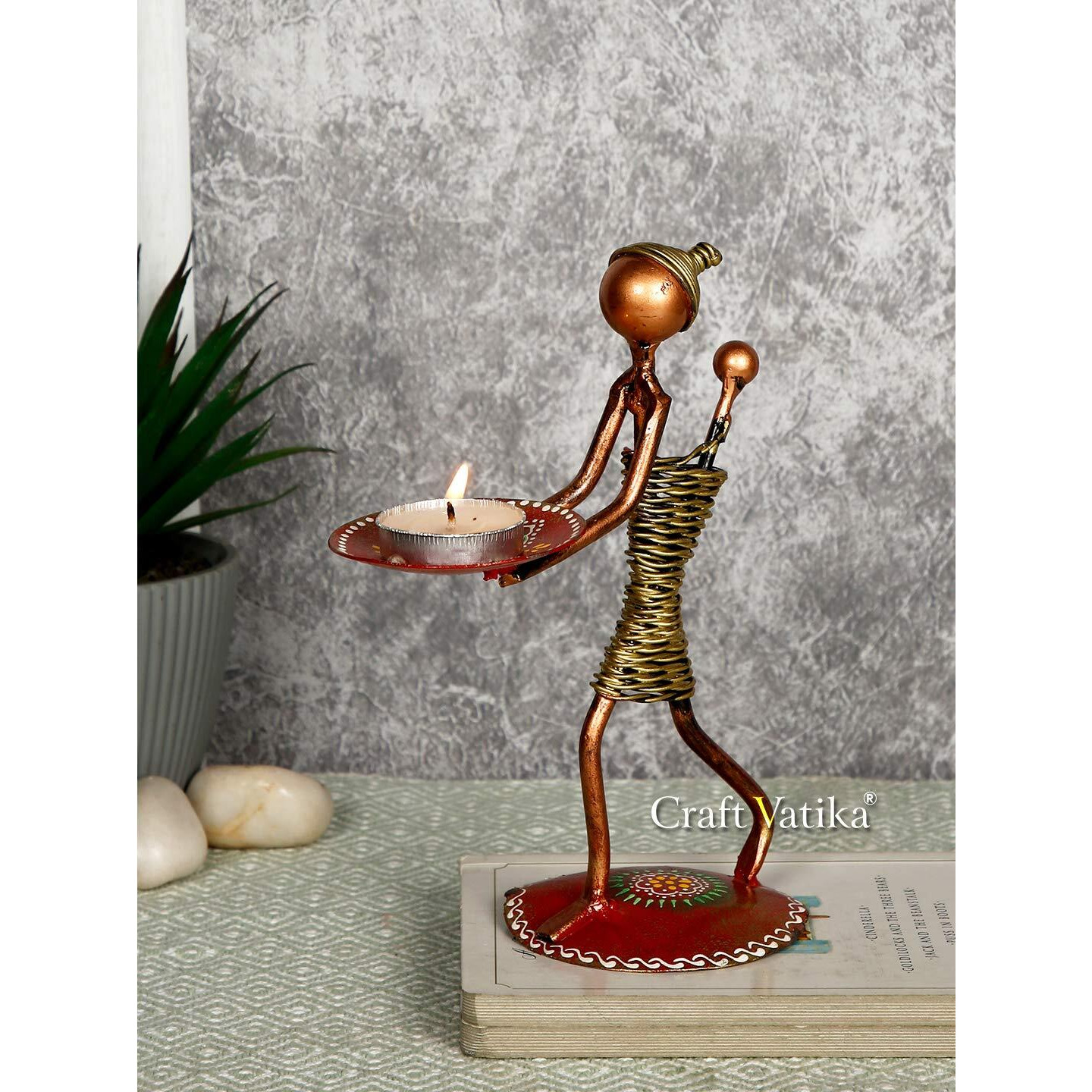 CraftVatika Metal Lady Tealight Candle Holder for Home Decoration Tea Light Candle Holders Stand for Home Living Room Office Decor