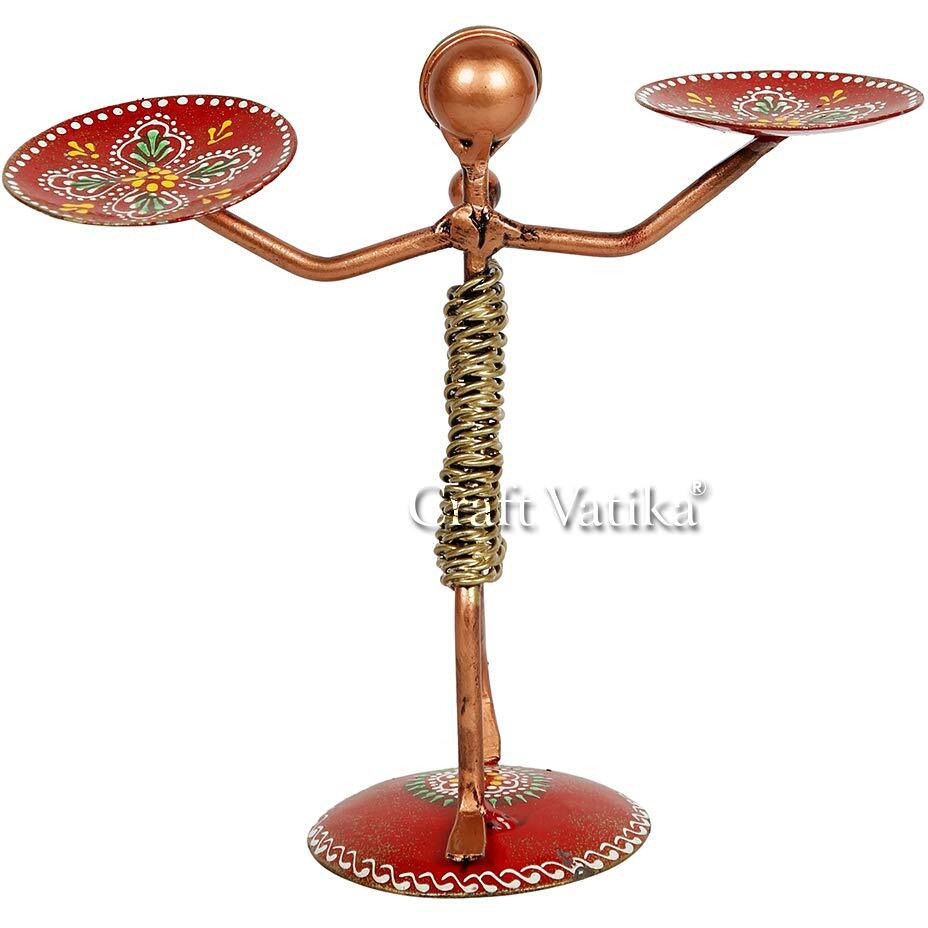 CraftVatika Tea Light Candle Holder for Home Decoration Iron Lady Tealight Candle Holders Stand Centre Piece Dining Table Top Living Room Decor