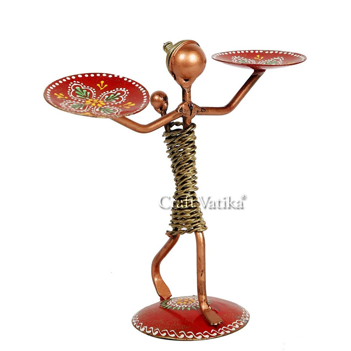 CraftVatika Tea Light Candle Holder for Home Decoration Iron Lady Tealight Candle Holders Stand Centre Piece Dining Table Top Living Room Decor