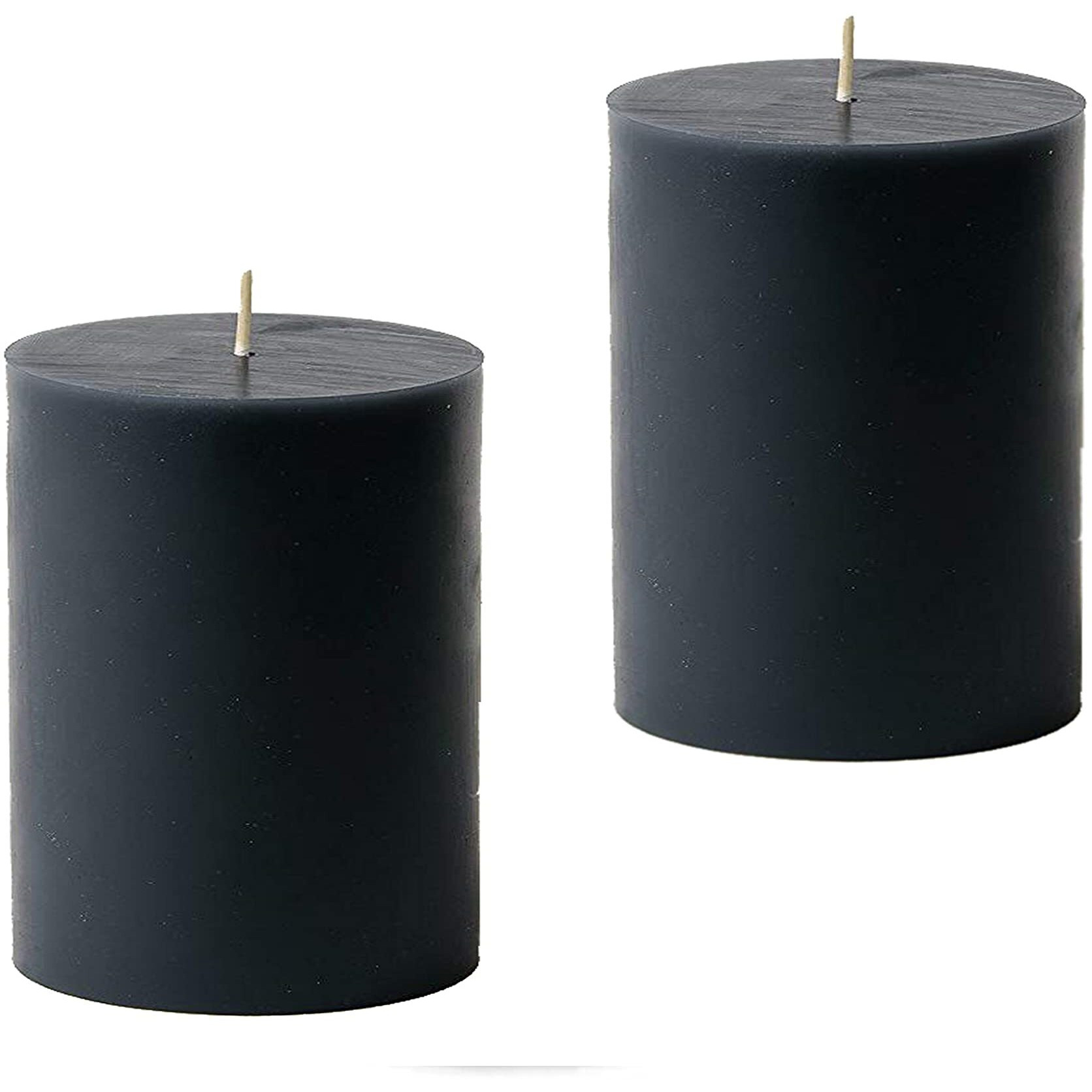 Luces Paraffin Wax Smokeless Scented 2.5X3 Black Tall Pillar Candle for Decoretion Pack of 2