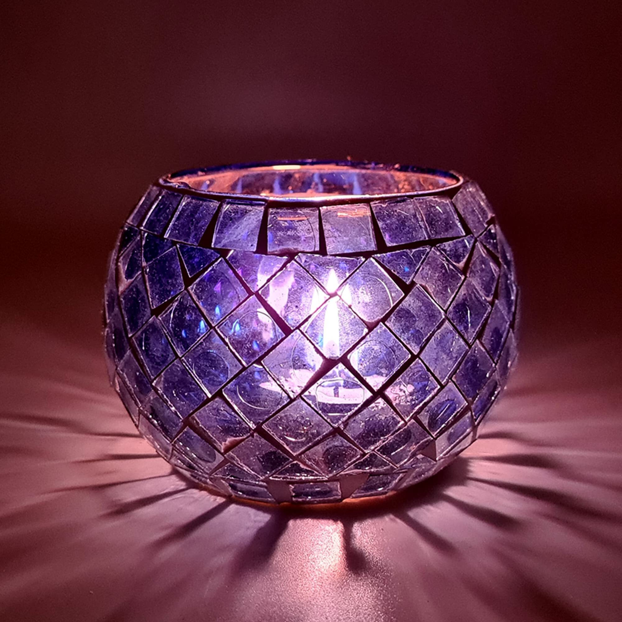 The Purple Tree Morrocan Mosaic Tealight Candle Holders (Pack of 2), Diwali Candle Holder, tealight Holder, Diwali Gift, Best Gift for Diwali, Diwali Decoration T75