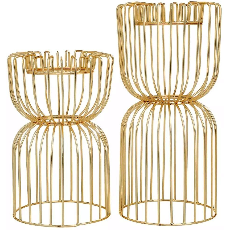 Kraftyhome Tealight candle holder | Glam pillar candle holder | Votive holder | Candle holder - Set of 2 GL