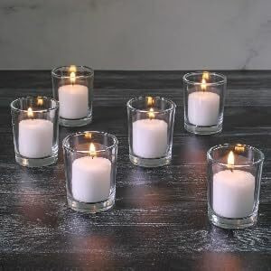 TIED RIBBONS Set of 6 Votive Glass Tealight Candle Holders Glass Votive - Christmas Decorations Items for Home Decor Table Top Restaurant and Xmas Gifts (Glass, Clear, 6 Cm X 5 Cm)
