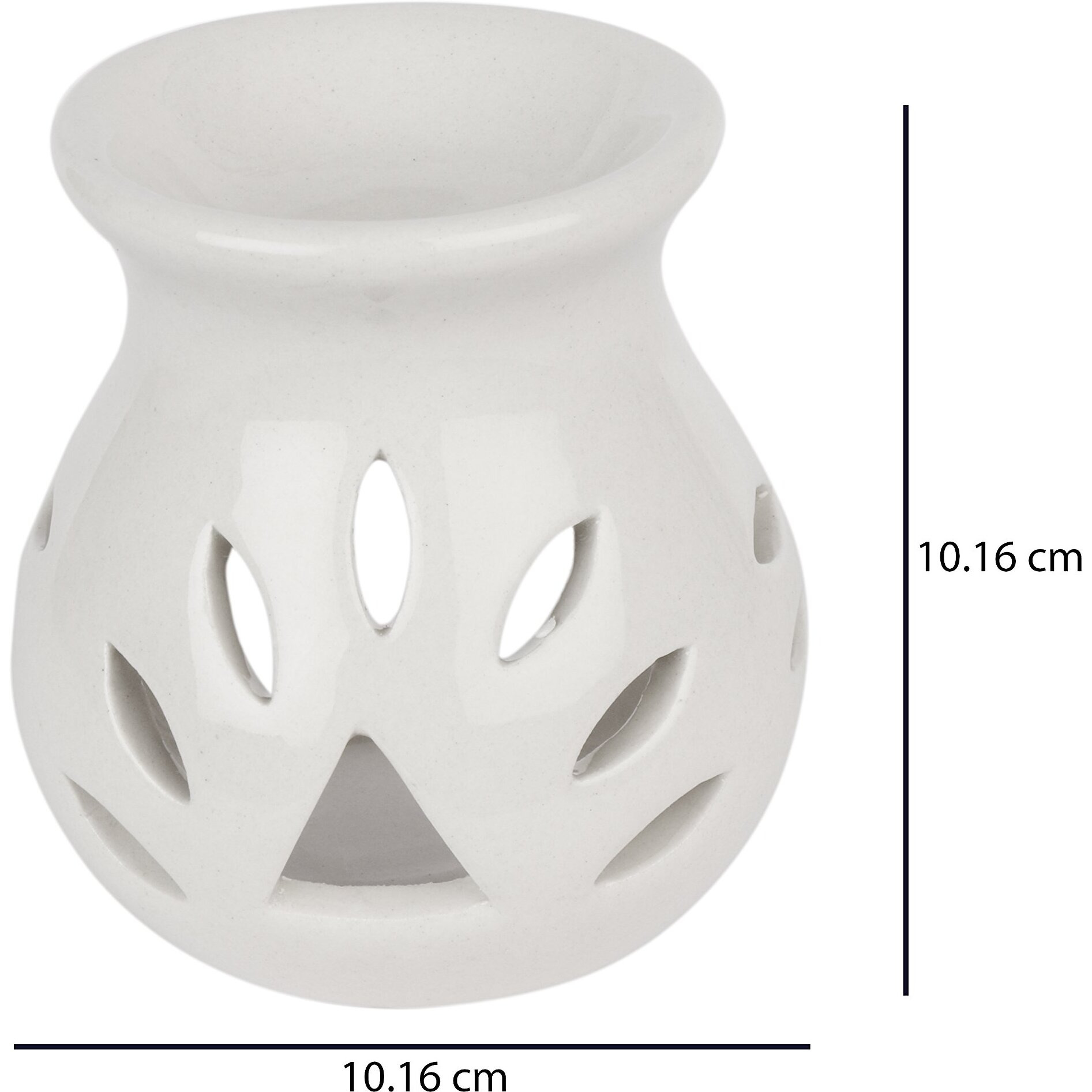 Pure Source India Ceramic Aroma Burner Regular Ivory White Color with 10 ML Relaxing Aroma Oil and 4 Tea Light Candle (Oil Burner Set)