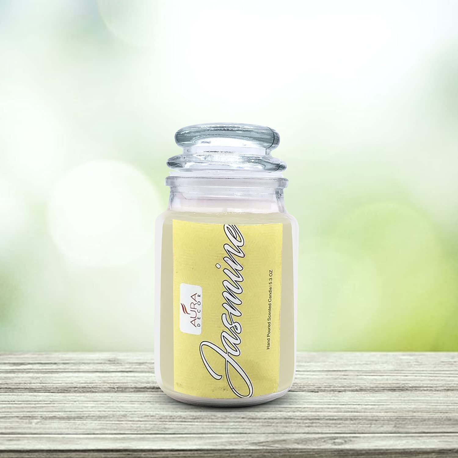 AuraDecor Fragrance Lid Jar Candle || Long Burning 72 Hours || Smokeless || Spa Candle || Aroma Candle (Jasmine)