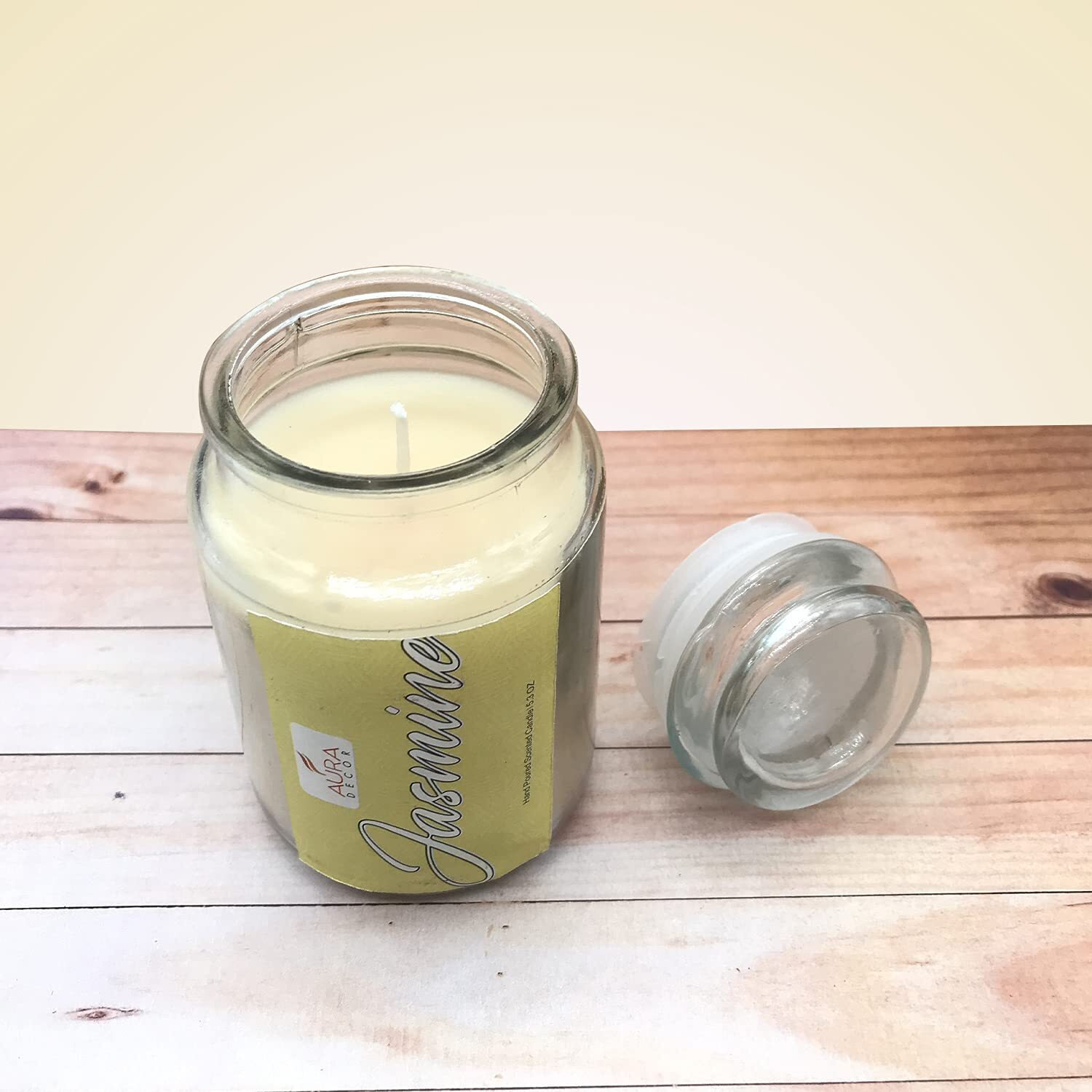 AuraDecor Fragrance Lid Jar Candle || Long Burning 72 Hours || Smokeless || Spa Candle || Aroma Candle (Jasmine)