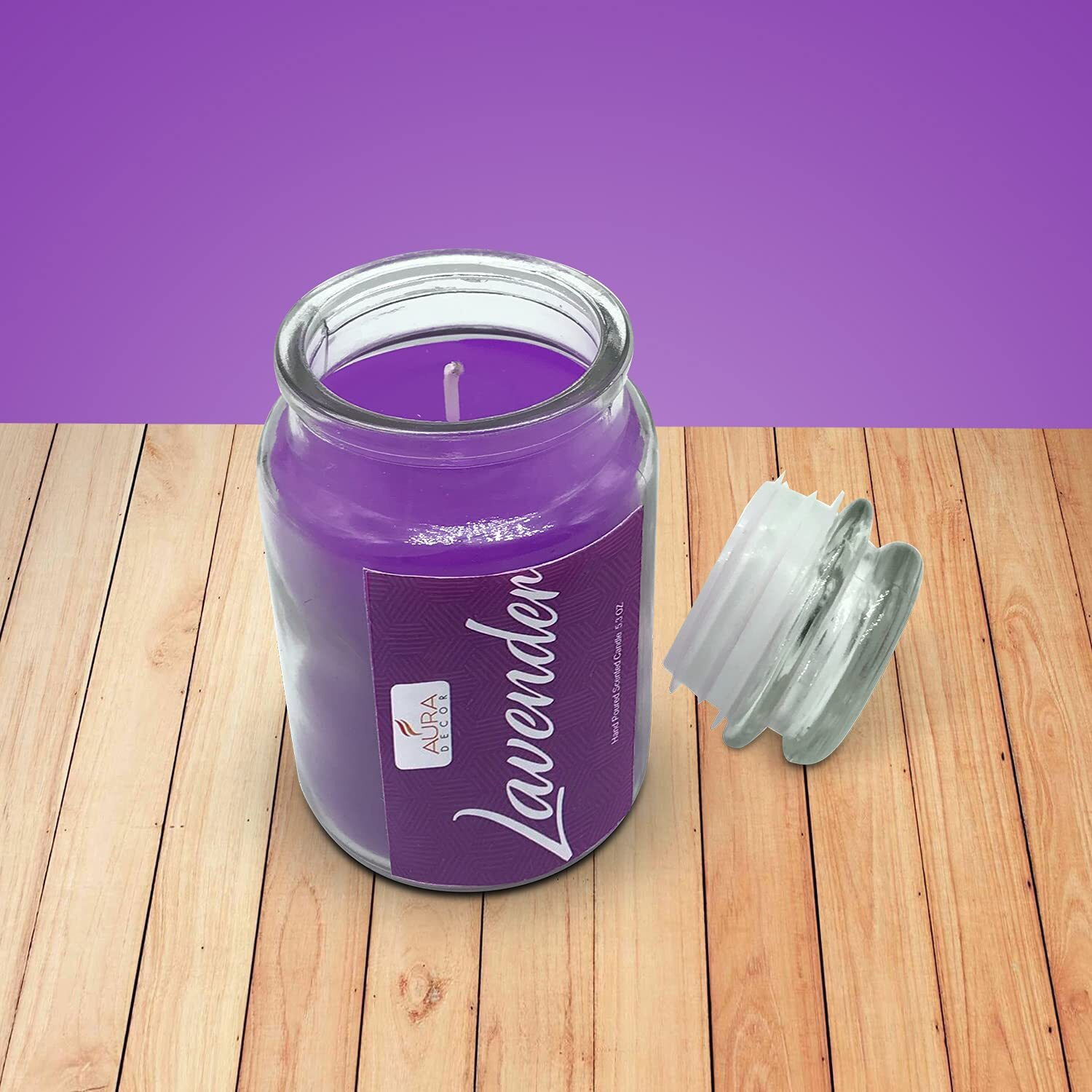AuraDecor Fragrance Lid Jar Candle || Long Burning 72 Hours || Smokeless || Spa Candle || Aroma Candle (Lavender)
