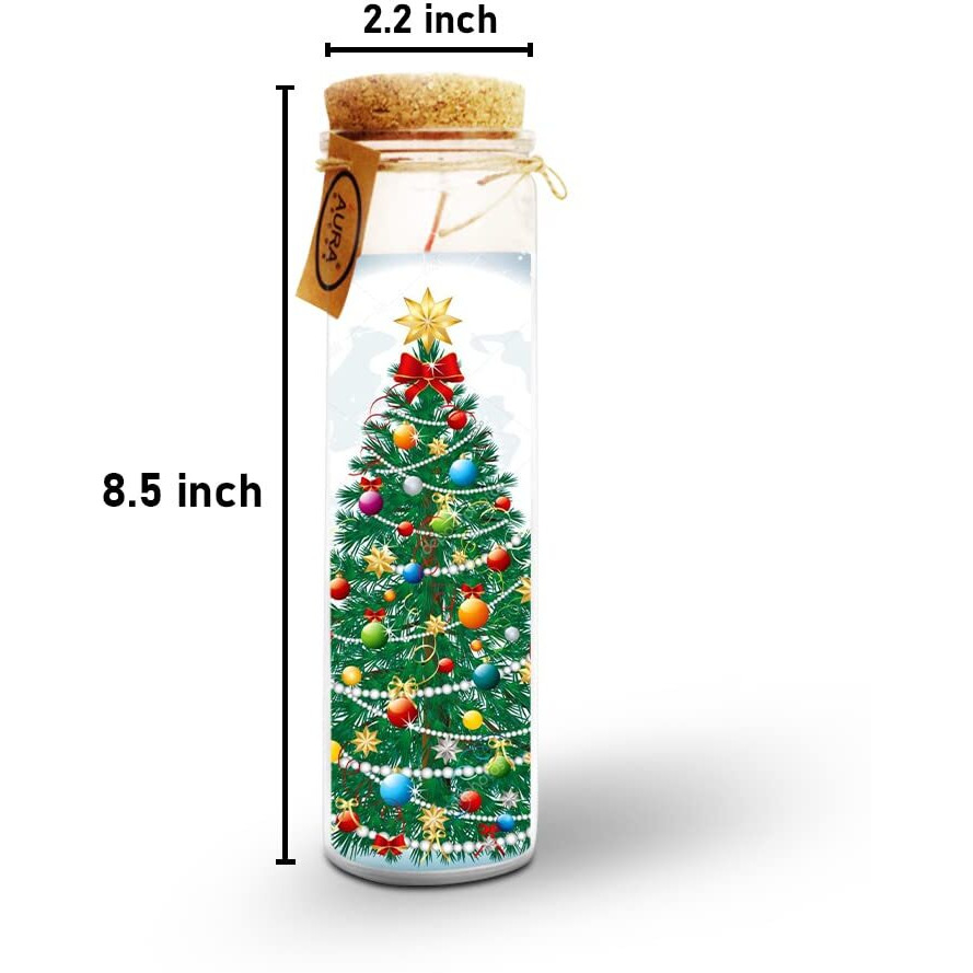 AuraDecor Christmas Church Jar X-Mass Tree with Moon Candle (Burning time 120 Hours) || Unscented Candle || Long Burning Candle (Xmas Tree with Moon) ,Glass