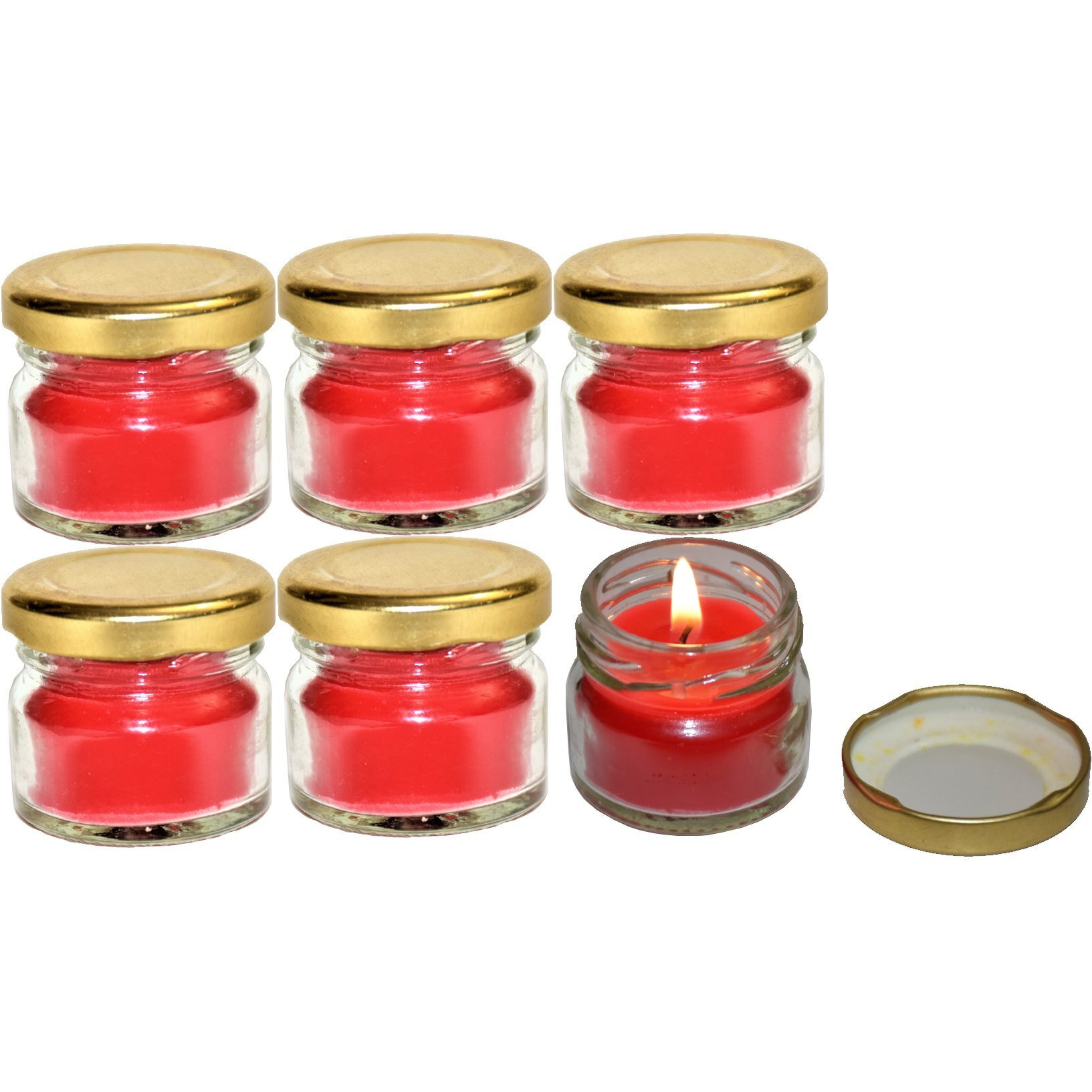 Pure Source India Scented Wax Mini Jar Candle, Pack of 6, Rose in for Festival, Party, Wedding