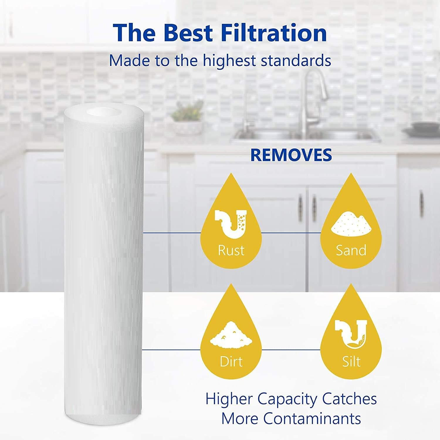 GIZMO PRO PP Spun Filter / Candle / Sediment Cartridge for All Type RO UV UF Clean Water Purifiers ( 10 Inch Spanner ) - 8 Pieces
