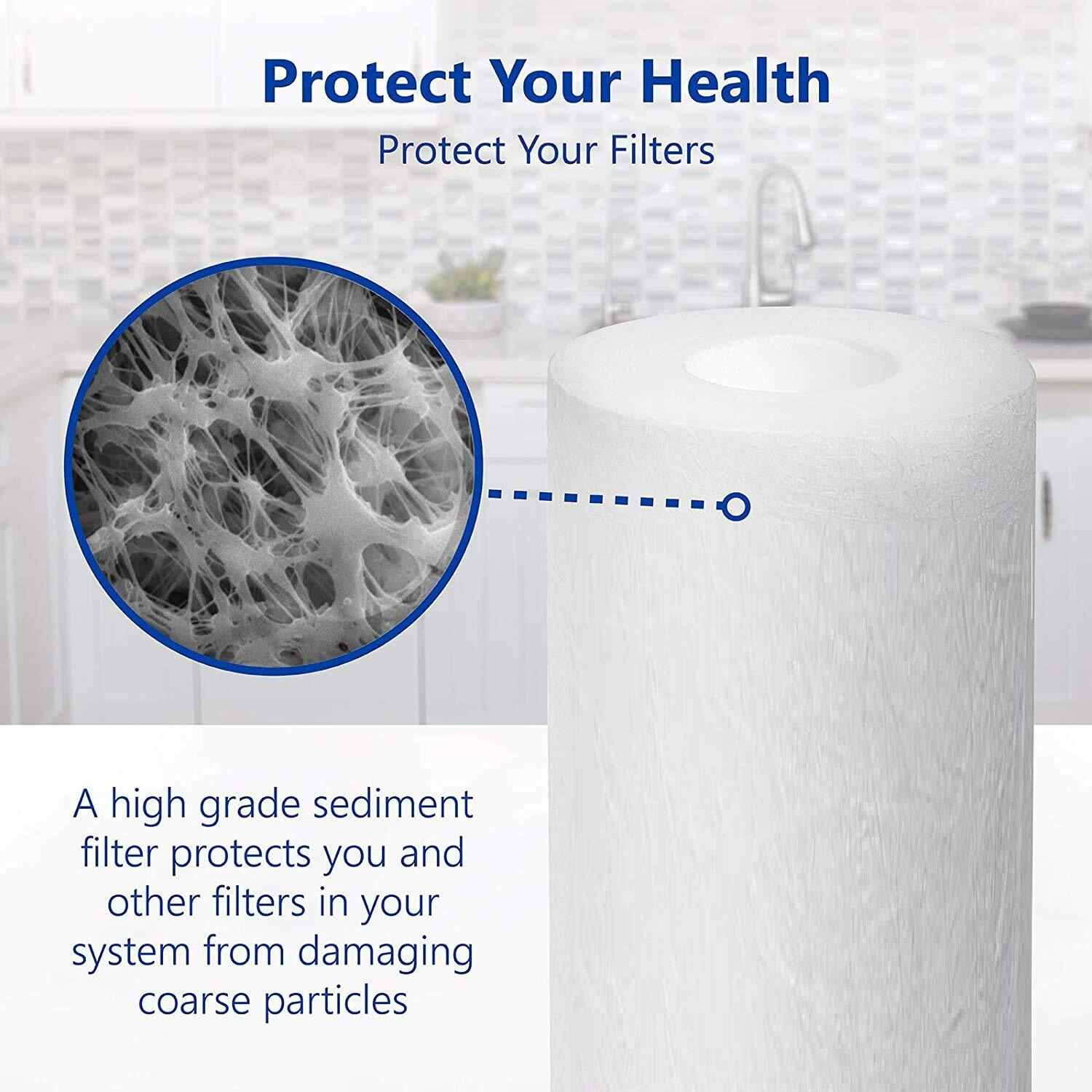GIZMO PRO PP Spun Filter / Candle / Sediment Cartridge for All Type RO UV UF Clean Water Purifiers ( 10 Inch Spanner ) - 8 Pieces