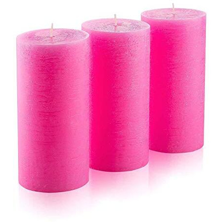 Kuber Selection Pack of 2 Pcs 2  4 Each Premium Pink Big Non Scented Pillar Candle(2 Inch x 4 Inch Each) (Pack of 2 Pcs) (Pink)