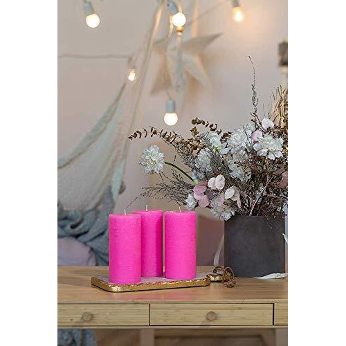 Kuber Selection Pack of 2 Pcs 2  4 Each Premium Pink Big Non Scented Pillar Candle(2 Inch x 4 Inch Each) (Pack of 2 Pcs) (Pink)
