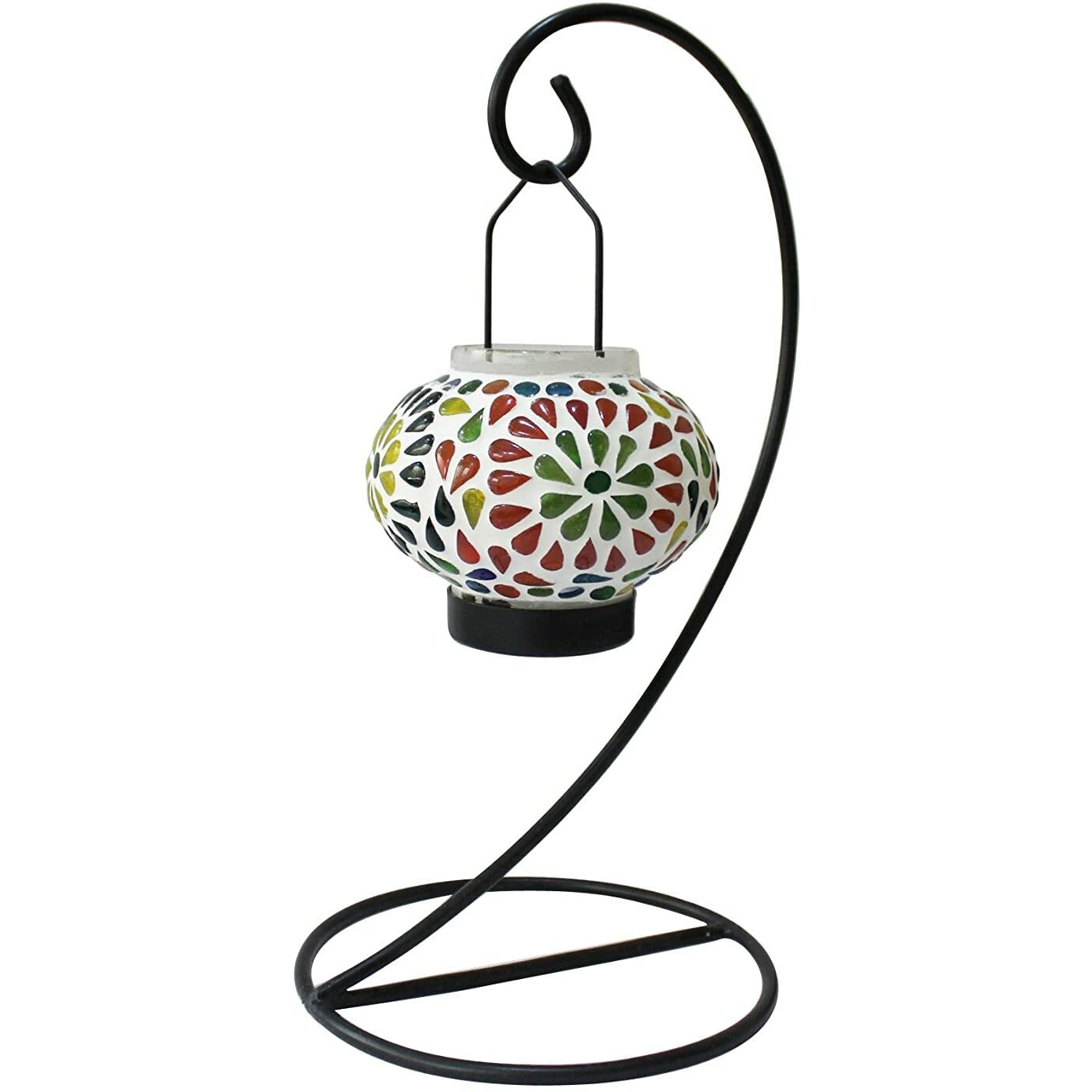 TIED RIBBONS Table Mounted Mosaic Glass Tealight Votive Candle Holder with Metal Frame - Christmas Decorations items for Home Decor Table Living Room Office Dining Table (Pack of 1)