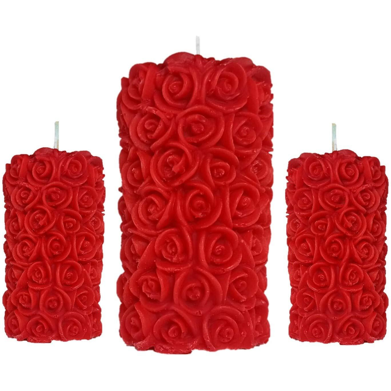 Shraddha Creation Rose Pillar Big and Small Decorative Wax Candle, Rose