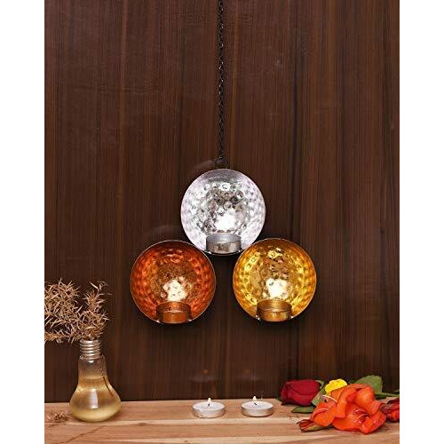 Collectible India Iron Antique Design Hanging Tealight Candle Holder