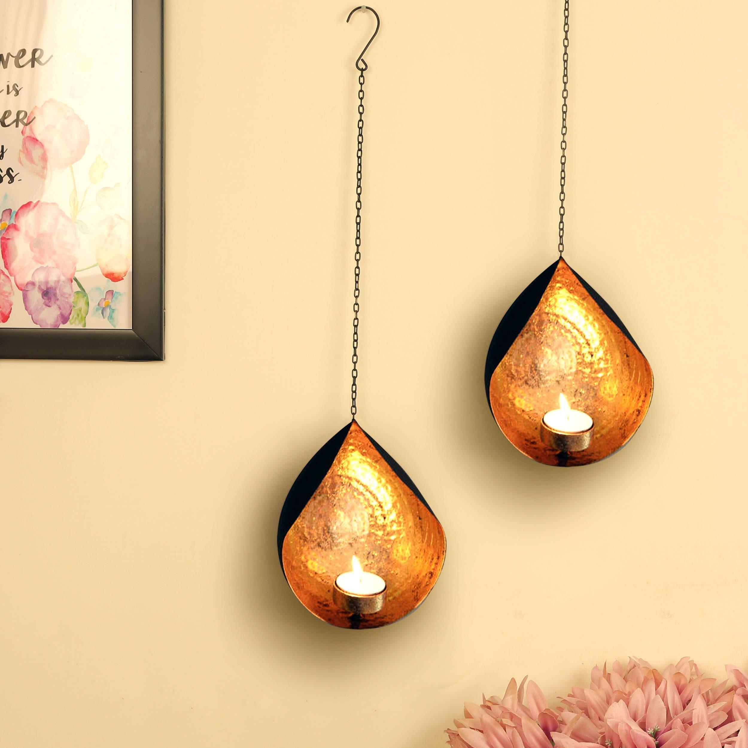 TIED RIBBONS Wall Hanging Tealight Candle Holders Metal Wall Sconce - Christmas Decorations Items for Home Wall Decor Restaurant Gifts (Pack of 1)