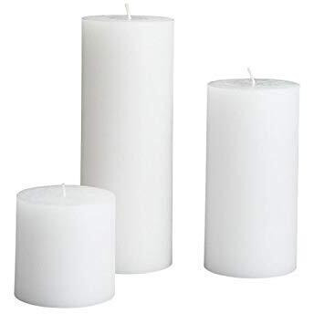 Kuber Selection Pack of 3 Pcs 2 2, 2 4 2 6 Premium Paraffin White Wax Pillar Candle Set, (2 inch 2 inch, 2 inch 4 inch, 2 inch 6 inch)(Pack of 3 Pcs) (White)