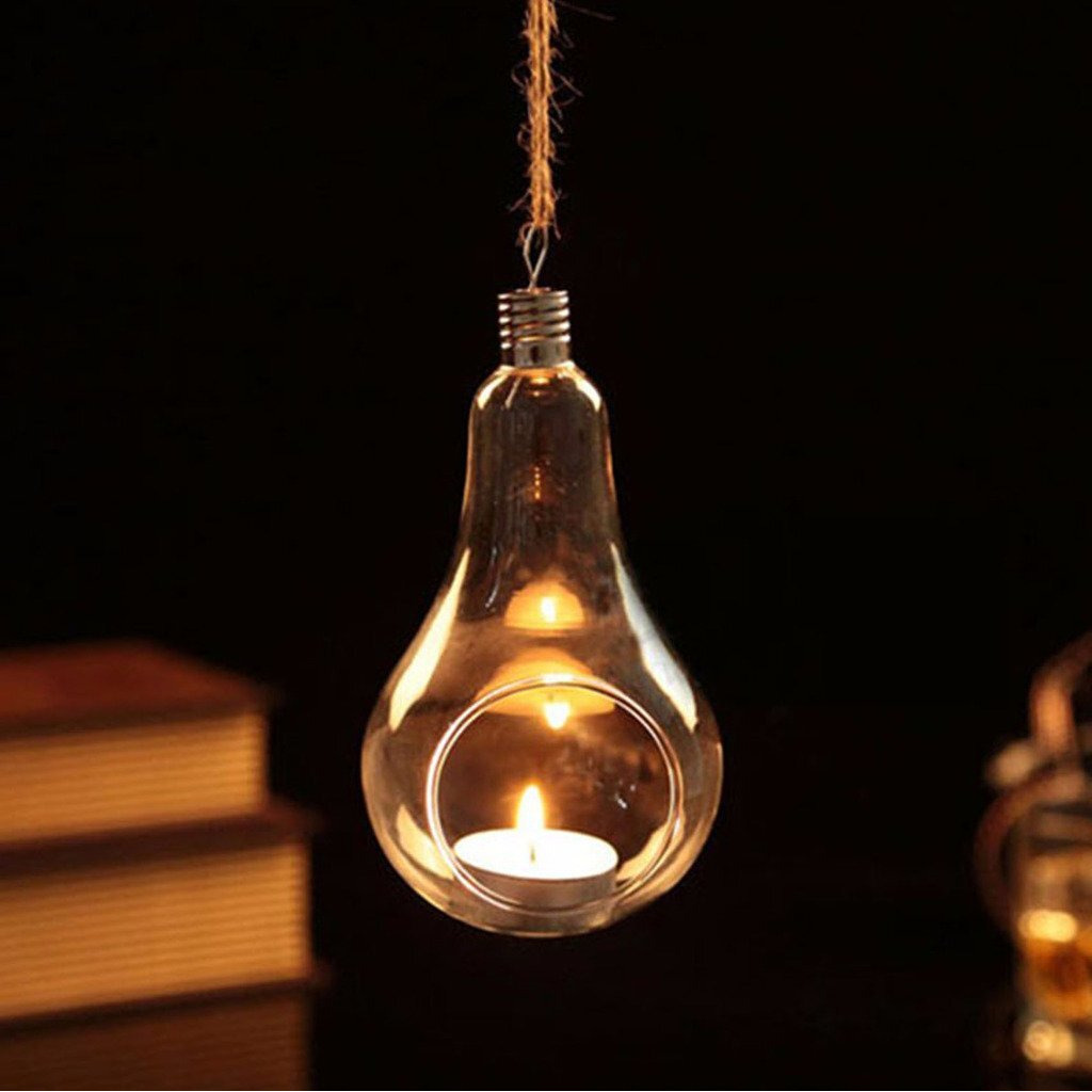 TIED RIBBONS Hanging Glass Tealight Candle Holder - Decoration Item for Home