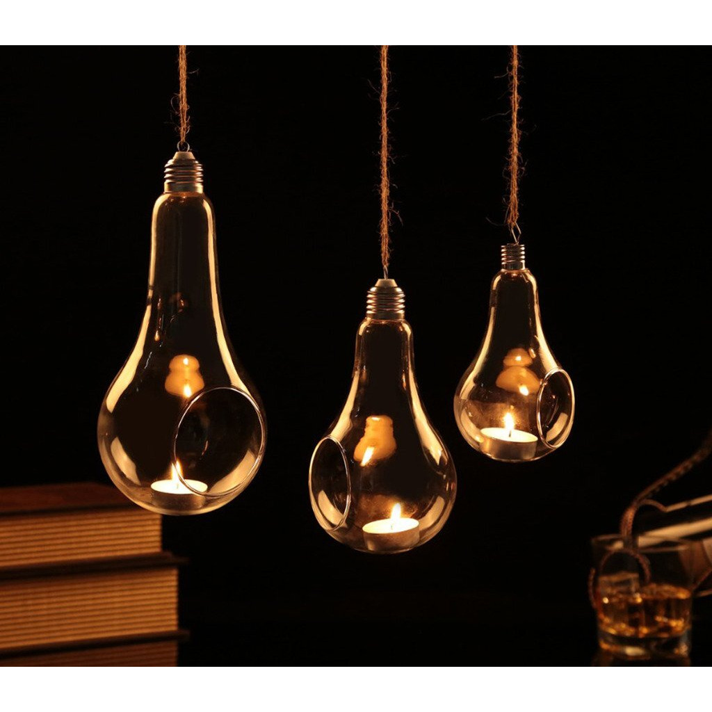 TIED RIBBONS Hanging Glass Tealight Candle Holder - Decoration Item for Home