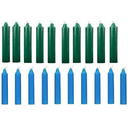 Kuber Selection Pack of 20 Pcs 5 Inch 14mm 10 Pcs Green 10 Pcs Blue Taper Candles, Green,Blue Spelll Candles, Household Candles (Pack of 20 Pcs) (5 Inch 14mm) Candle (Green, Blue, Pack of 20)