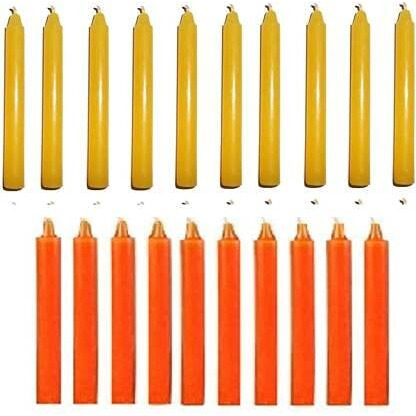 Kuber Selection Pack of 20 Pcs 5 Inch 14mm Taper Candles, (Pack of 20 Pcs) (5 Inch 14mm) Candle (Yellow, Orange, Pack of 20)