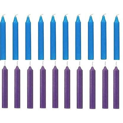 Kuber Selection Pack Pack of 20 Pcs 5 Inch 14mm 10 Pcs Blue 10 Pcs Purple Taper Candles, Blue, Purple Spelll Candles, Household Candles (Pack of 20 Pcs) (5 Inch 14mm) Candle (Blue&Purple, Pack of 20)