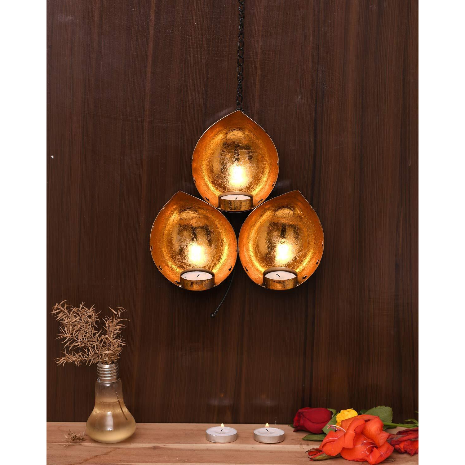 Collectible India Candle Wall Sconce Votive tealight Holder Hanging Iron Home Office Decoration