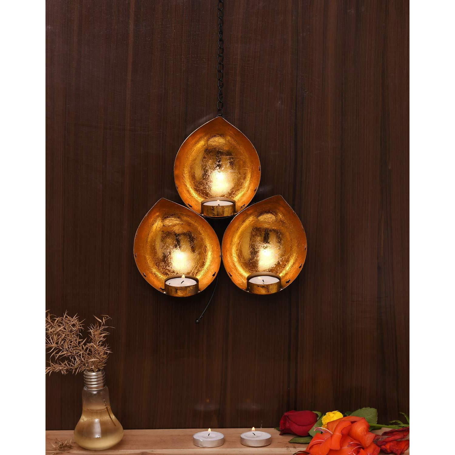 Collectible India Candle Wall Sconce Votive tealight Holder Hanging Iron Home Office Decoration