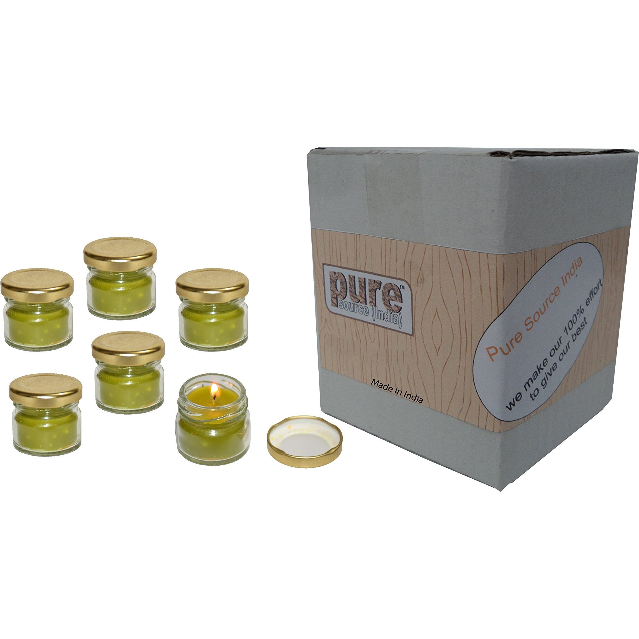 Pure Source India Wax Jar Candle, Pack of 12, Tea Tree