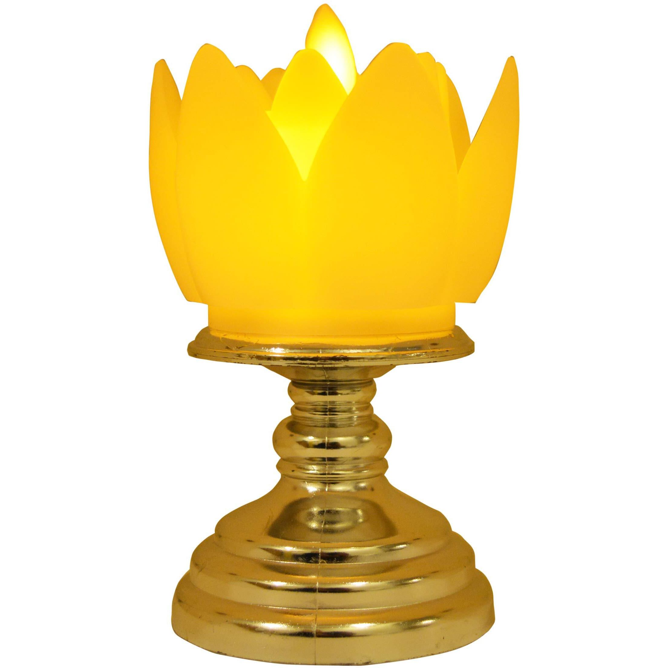 Saubhagya Global Electronic Battery Operated Acrylic Silver Flame Less LED Rose Candle Stand (Silver, 1)