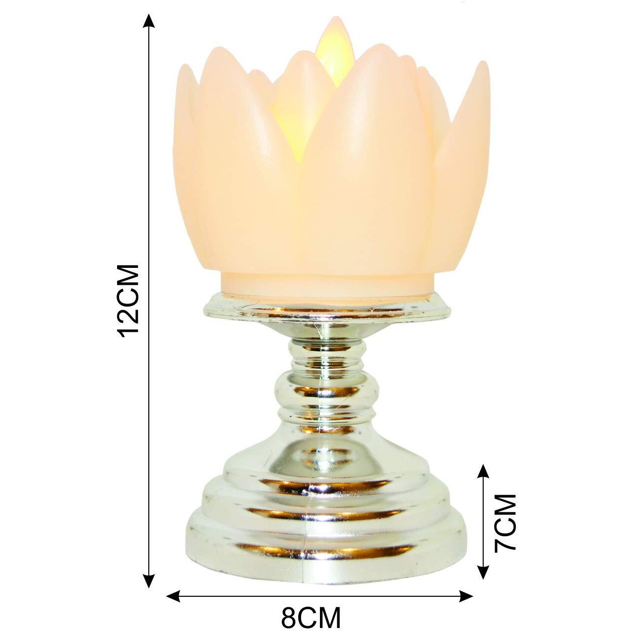 Saubhagya Global Electronic Battery Operated Acrylic Silver Flame Less LED Rose Candle Stand (Silver, 1)