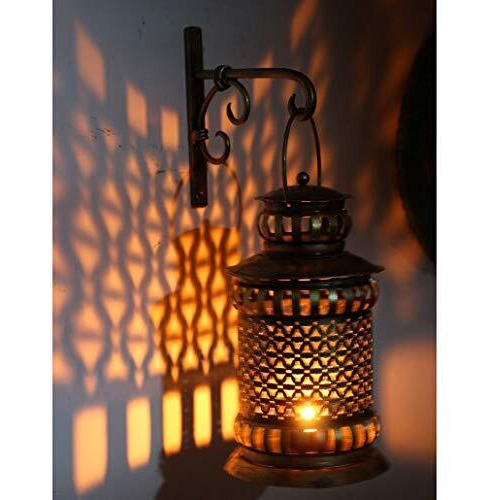 Indunes Iron Gajra Lantern Hanging Tealight Candle Holder, Pack of 1