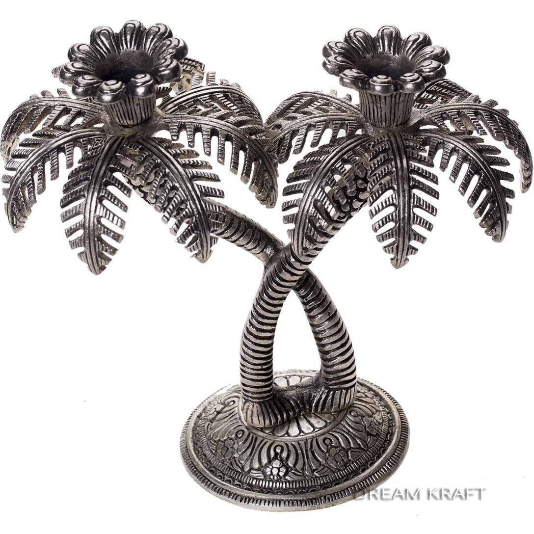 DreamKraft Elegant Metal Tree Double Candle Holder A Touch of Nature for Home Dcor (21X12X17 CM)