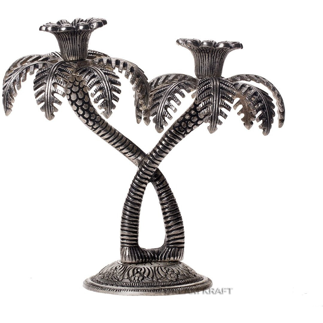 DreamKraft Elegant Metal Tree Double Candle Holder A Touch of Nature for Home Dcor (21X12X17 CM)
