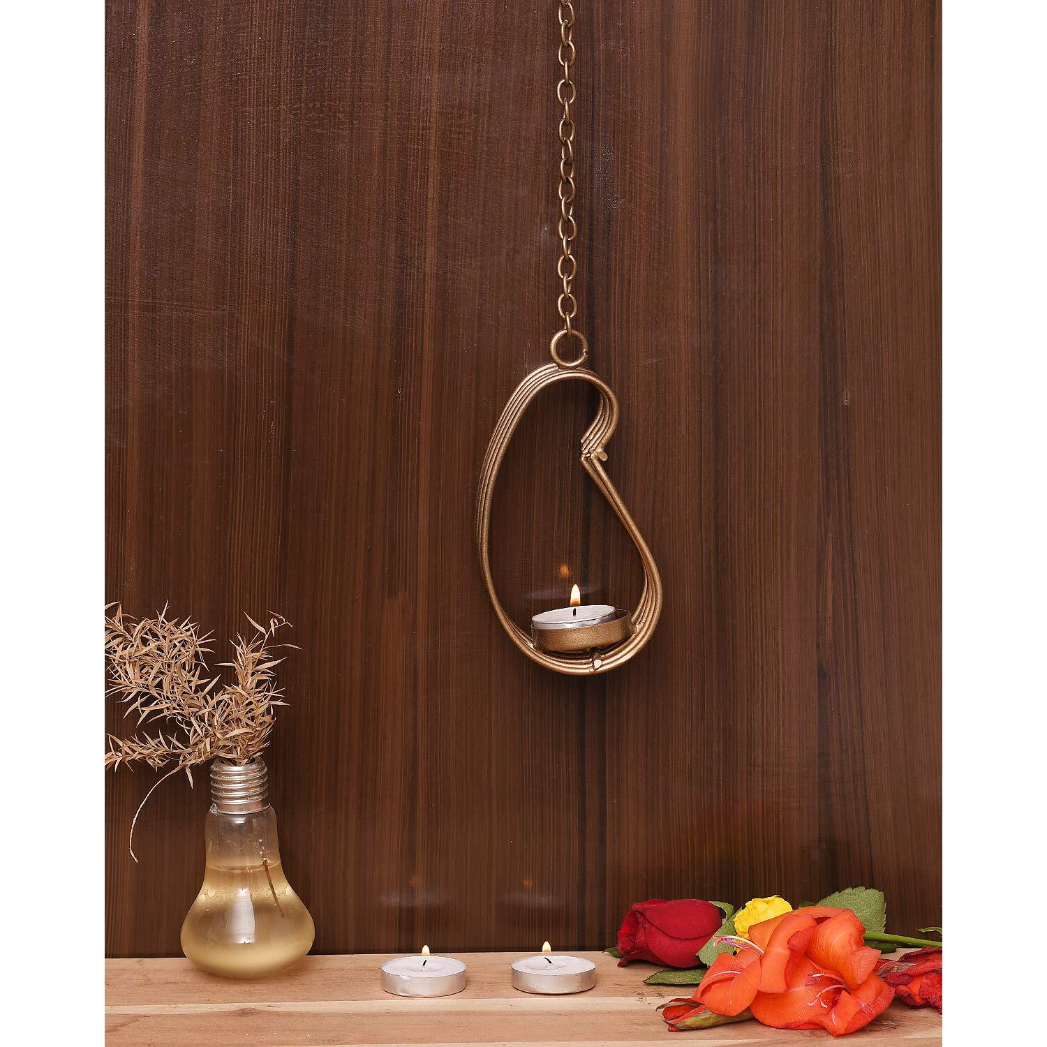 Collectible India Iron Wall Sconce Hanging Tea-Light Candle Holder, Pack of 1