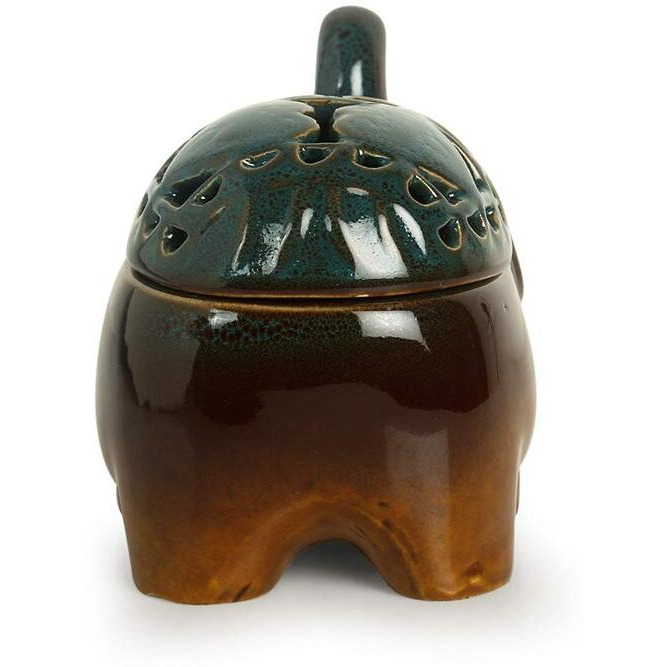 ExclusiveLane Amber & Teal Studio Pottery Ceramic Table Tea-Light Holder - Votive Tealight Holder For Dining Table Candle Stand For Home Decoration Candle Holders For Home Dcor Items In Living Room