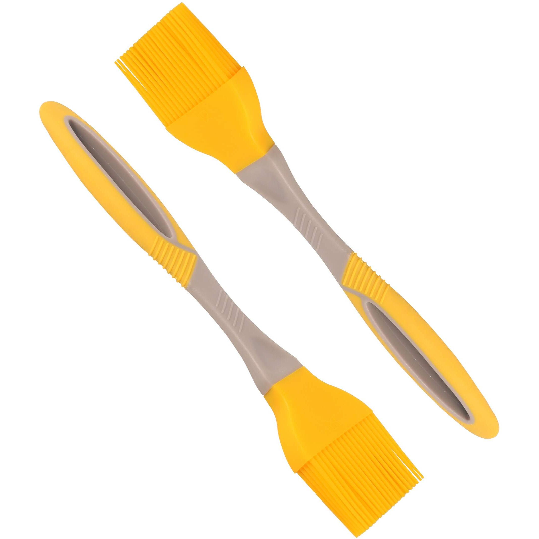 CLASSY TOUCH Silicone Oil basting and Spice marinating Brush for Roti, Tandoor, Barbeque, Pastry, Sweets (Yellow - 23.5 cm)(Set of 2)